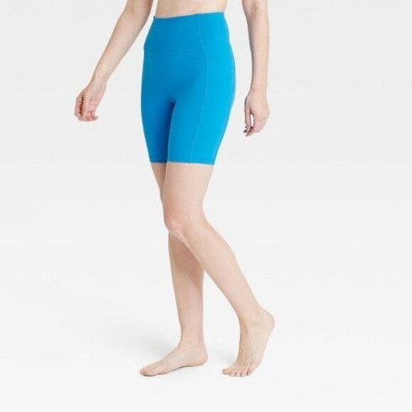 NEW All In Motion Brushed Sculpt Pocket 8" Bike Shorts - Sapphire Blue - Small - Picture 1 of 7
